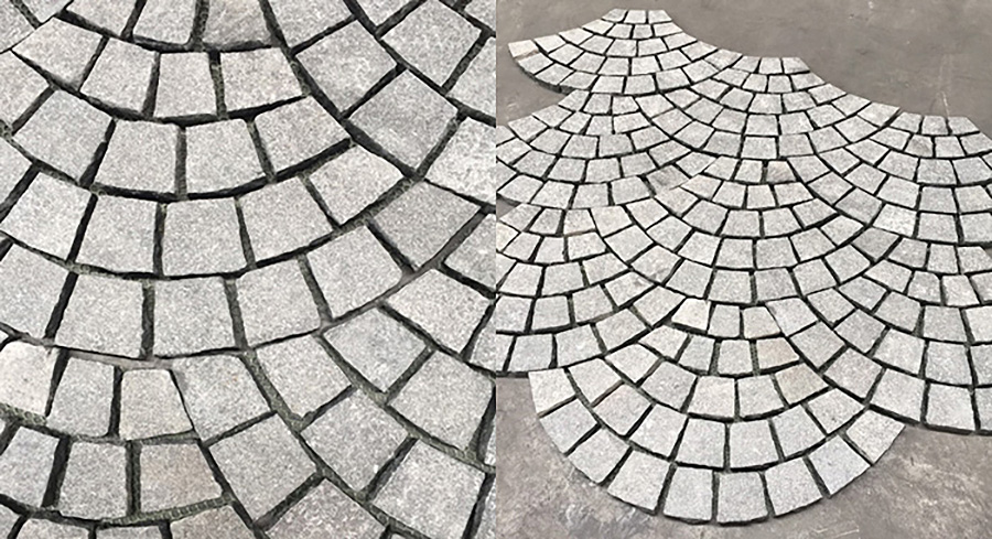 charcoal grey cobbles fanned