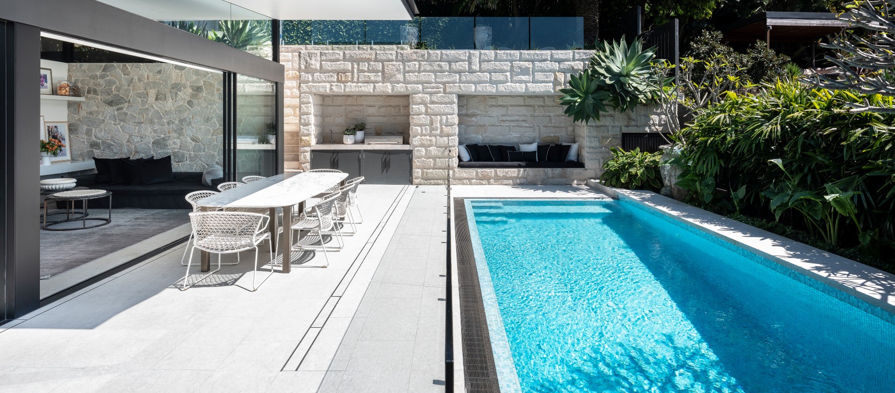 custom limestone pool