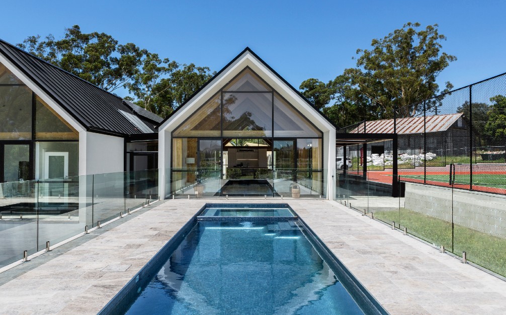 silver ash travertine pool