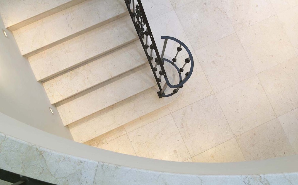 crema marquina limestone stairs