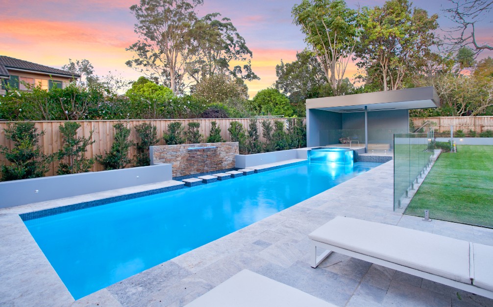 silver ash travertine pool