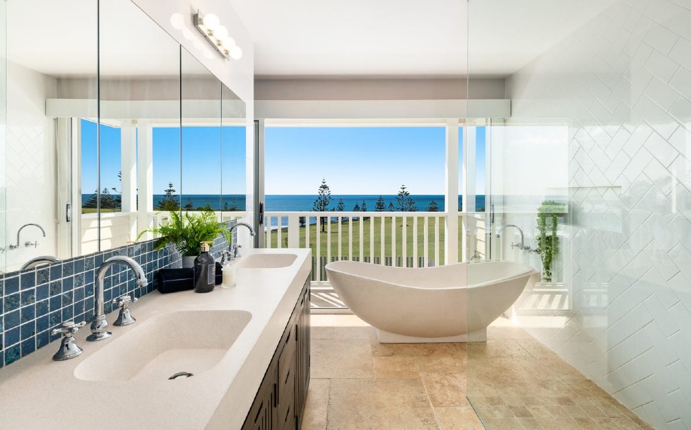 classic travertine bathroom