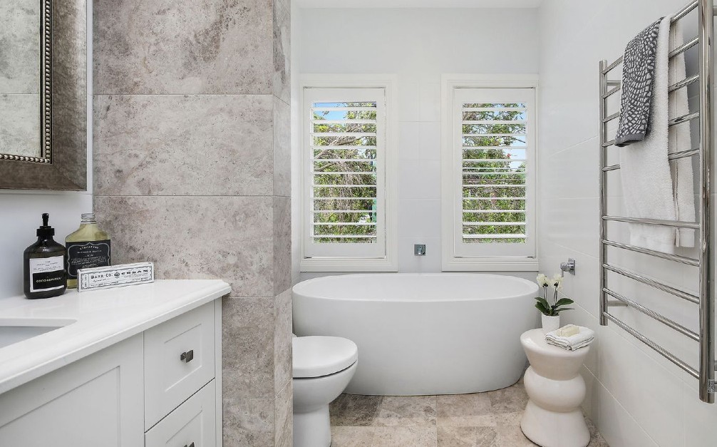 silver ocean marble bathroom