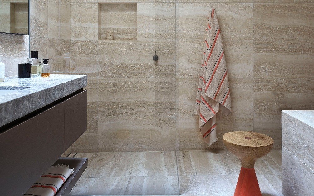 vein cut travertine bathroom