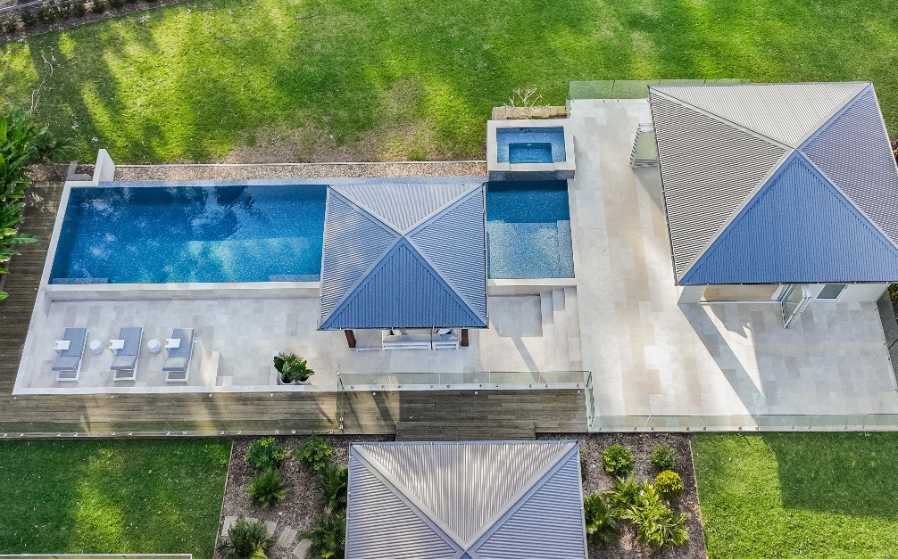 limestone pool design drone