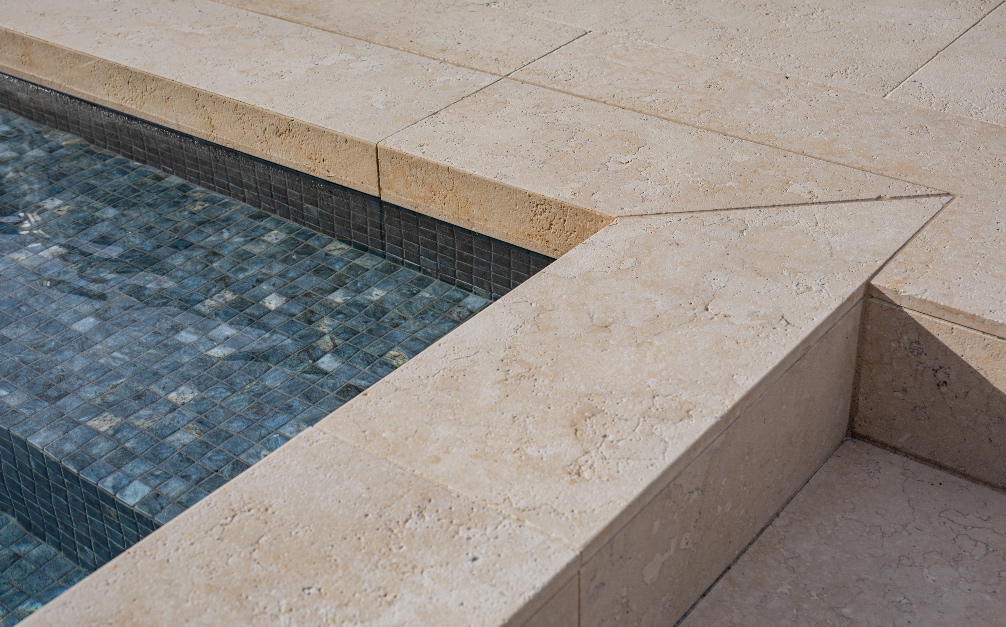 crema vialle limestone pool coping