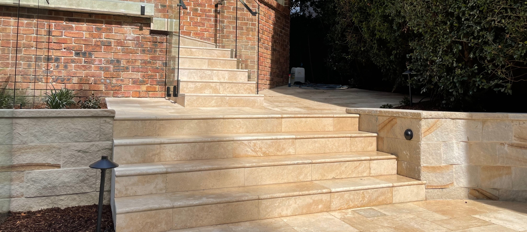 Classic Travertine French Pattern Stairs St Ives project