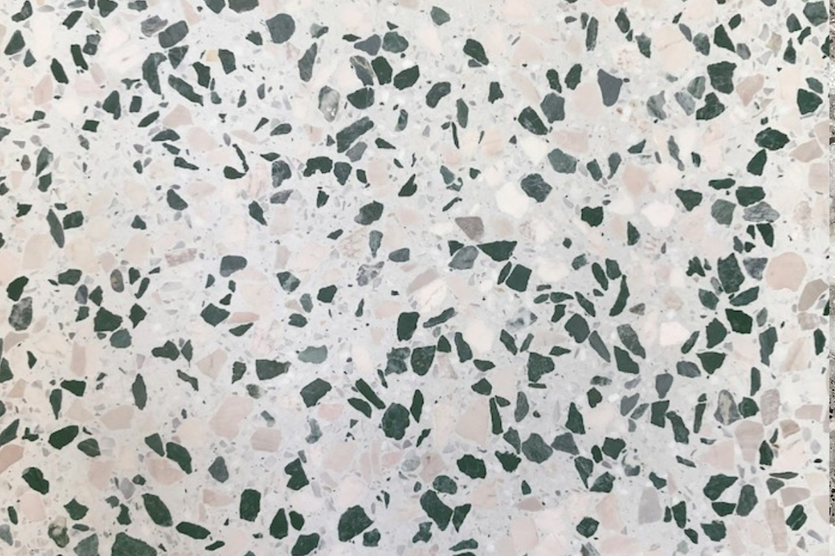 Terrazzo Tiles SS1588 featuring Italian marble fragments including Carrara, Calacatta, Siena, Nero Marquina, and Bardiglio